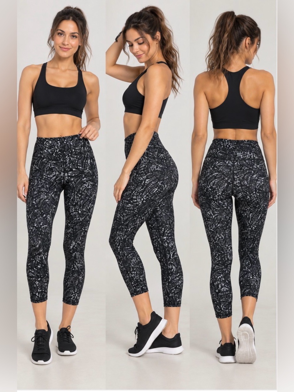 RBX Peached Tech Flex Leggings Women’s Small Black Gray NWT Compression Cropped